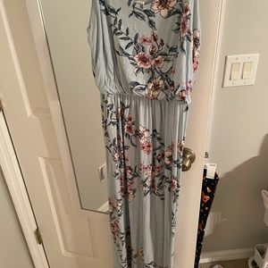 Lush Blue Floral Maxi Dress